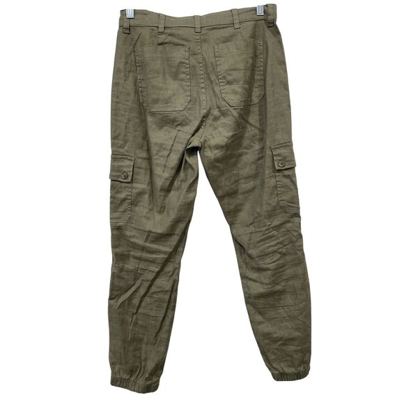 Evereve Tessa Cargo Pants Sz 27 Linen Blend Fatigue Green Utility Gorpcore NEW - Picture 3 of 7